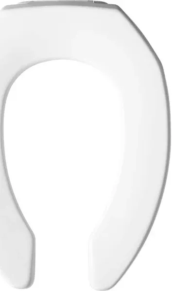 Bemis 2155SSCT Elongated Open Front Less Cover Commercial Plastic Toilet Seat with STA-TITE Commercial Fastening System Self-Sustaining Check Hinge and DuraGuard