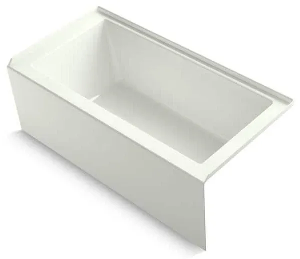 KOHLER Underscore 30-in x 60-in Biscuit Acrylic Alcove Soaking Bathtub (Right Drain) in White | K-1956-RA-96