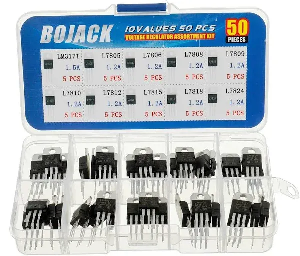 BOJACK 10 Values 50 Pcs LM317 L7805 L7806 L7808 L7809 L7810 L7812 L7815 L7818...