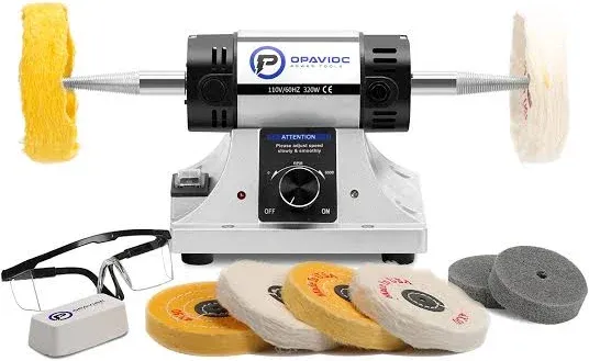 OPAVIOC Jewelry Polisher - Adjustable Variable Speed Bench Grinder Polishing & Buffing Machine SY200