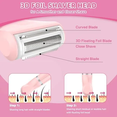 Facial Hair Removal for Women, 3 in 1 Waterproof Bikini Trimmer/Shaver<wbr/>,