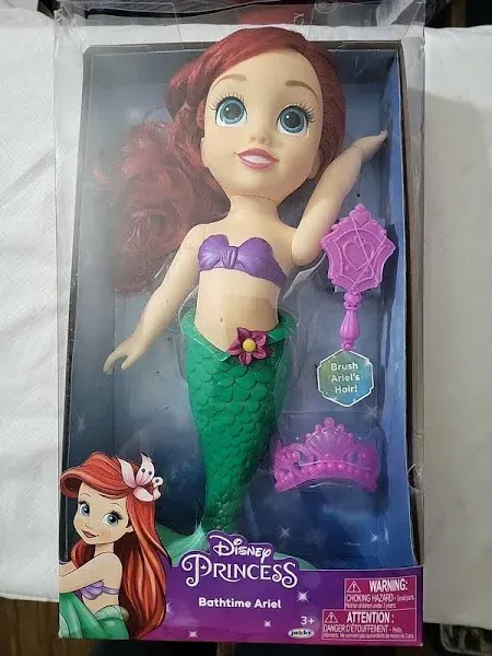 2016 DISNEY PRINCESSES BATHTIME ARIEL LITTLE MERMAID 14&#034; DOLL, WORN BOX, NEW