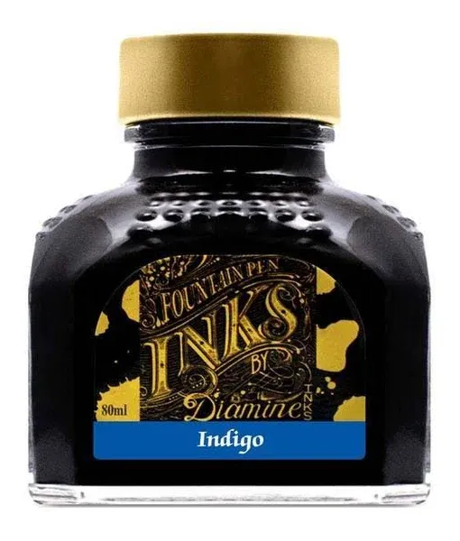 Diamine Indigo -  Blue Bottled Ink For Fountain Pens New 80 ml DM-7023