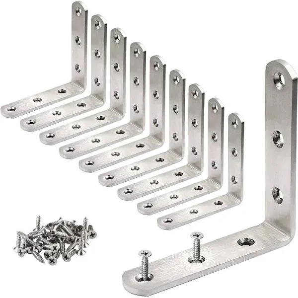 Jubeijia 10 Pcs Heavy Duty Stainless Steel Corner Bracket