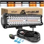 12 Inch 300W Amber White Triple Row Spot/Flood Led Light Bar Kit | 16AWG Wire