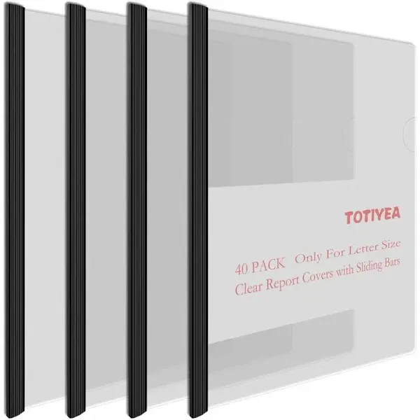 TOTiyea 40 Pack Clear Report Covers with Sliding Bars