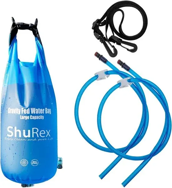 Gravity-Fed Water Bag for Sawyer Survival Water Filter Straw, 1.5 Gal Large Gravity Water Bladder Compatible with LifeStraw and Other Water Filter Straw, Foldable, BPA-Free (6L)