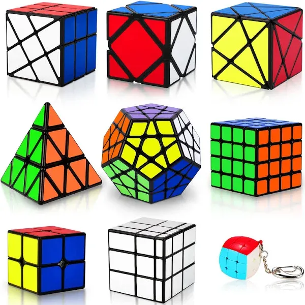 Coolzon Speed Cube Set, Puzzle Cube,9 Pack Magic Cubes Pyraminx Pyramid + 2x2 + 3x3 + 4x4 + Megaminx + Mirror + Mini 3x3 + Skewb + Fenghuolun Puzzle