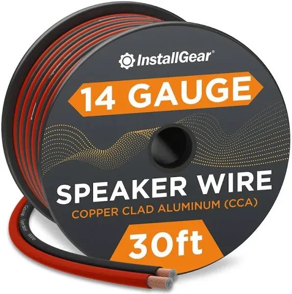 InstallGear 30ft 14 Gauge Speaker Wire AWG True Spec and Soft Touch Cable - Black/Red - Great Use for Car Speakers Stereos, Home Theater Speakers, sur