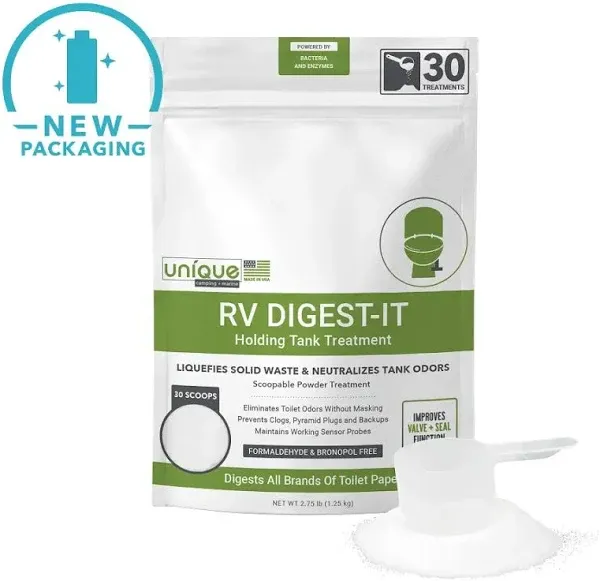 Unique RV Digest-It Holding Tank Treatment - Concentrated Powder, Eliminates Odors, Breaks Down Waste (120 Treatments) - 41G-2