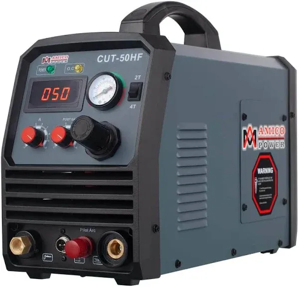 Amico CUT-50HF, 50 Amp Non-touch Pilot Arc Plasma Cutter, Pro. 95~260V Wide Voltage, 3/5 in. Clean Cut Cutting Machine