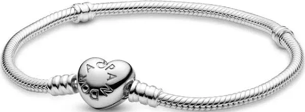 Pandora Moments Silver Bracelet with Heart Clasp 18CM - 590719-18