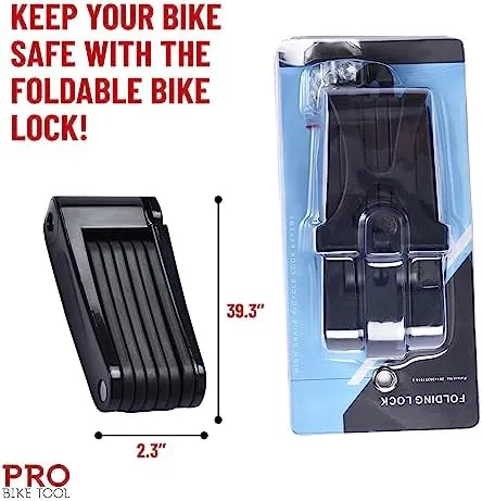 Pro-Bike Tool Folding Bike Lock - Heavy Duty Anti-Theft for Electric Bikes an...