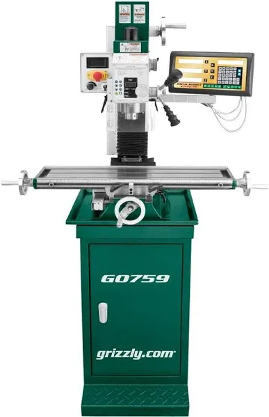 Grizzly Industrial G0759-7" x 27" 1 HP Mill/Drill w/Stand & DRO