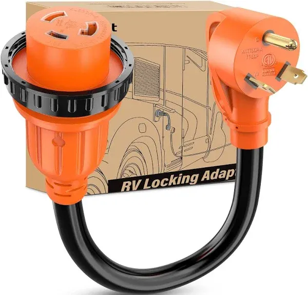 Nilight RV Locking Adapter Cord 30 Amp to 30 Amp Pure Copper Heavy Duty 10 Gauge