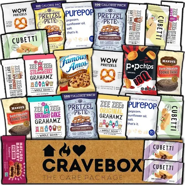 CRAVEBOX Gourmet Specialty Snacks Box Care Package Boxes for College Students...