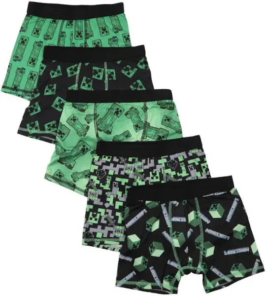 Men's Minecraft Building Video Game 5pk Boys Boxer Briefs Set