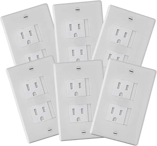 (6-Pk) Safety Innovations Self-Closing Standard Outlet Covers 1-Screw White