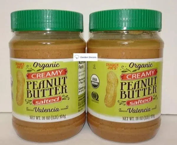 Trader Joe's Organic Peanut Butter Creamy Salted Valencia 1 Lb