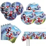 Eazyco Spidey and His Amazing Friends Birthday Decorations, 20 Plates, 20 Napkins and 1 Tablecover for Spidey and His Amazing Friends Birthday Party Supplies