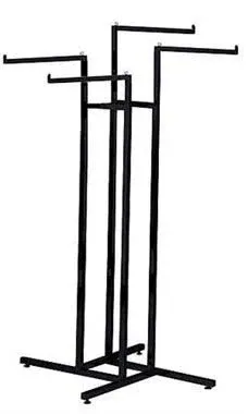 SSWBasics 4 Way Clothing Display Rack with Straight Arms (Black)