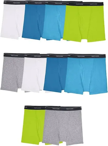 Fruit of the Loom Boys' 10-Pack Cotton Boxer Briefs