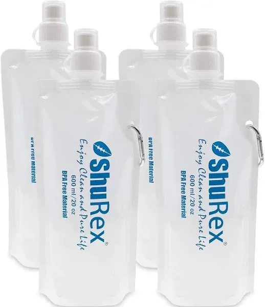 Shurex 4 Pack 20oz/ 600ml Collapsible Water Pouch