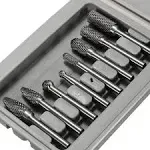 YEEZUGO 8pcs Carbide Rotary Burr Set, Double Cut 14(6.35Mm) Shank Solid Carbide Rotary Burr Set for Die Grinder Drill for Woodworking,Dr