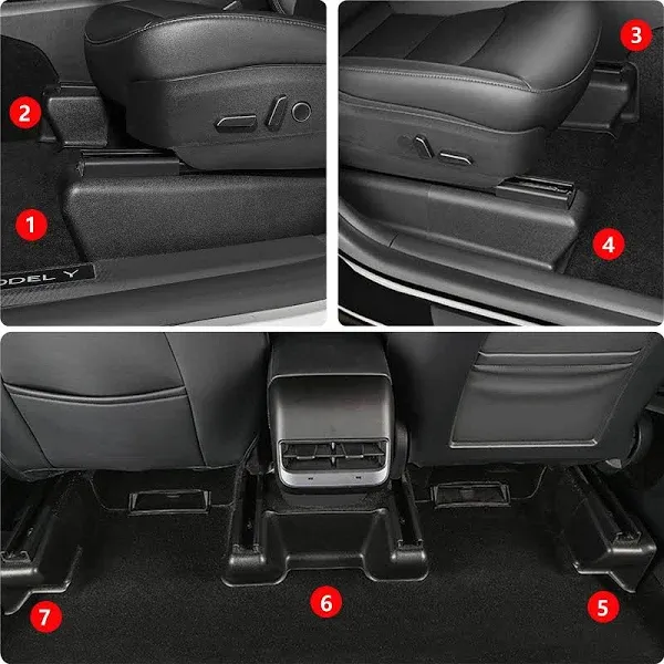 Under Seat Slide Rail Protectors 7PCS for Tesla Model Y Seat Track Cover ABS Ant