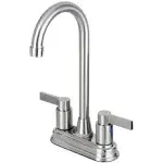 Kingston Brass Bar Faucet 8.5&#034; 180° Spout Swivel Two-Handle Brass Brushed