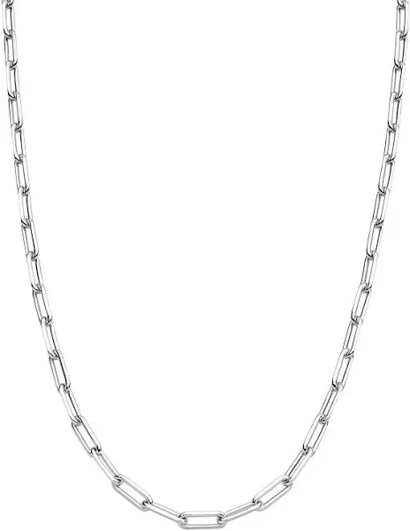 Miabella Italian Solid 925 Sterling Silver 2.5mm Paperclip Link Chain Necklace for Women Men, Made in Italy