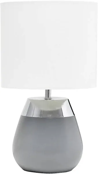 Simple Designs 14" Tall Two Toned Metallic Chrome and Gray Metal 4 Settings Touch Table Desk Lamp