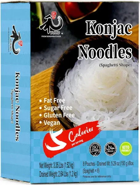 Yuho Shirataki Konjac Angel Hair Pasta, 8 Pack Inside, Vegan, Low Calorie Food, Gluten Free, Fat Free, Keto Friendly, Low Carbs, Holiday Gifts, Healt