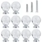 10 PCS Crystal Cabinet Knobs Round Glass Bubbles Dresser Knobs Smooth Drawer Knobs Handle for Home, Cabinet, Drawer and Dresser Hardware with 3 Different Size Screws, 30MM (Blue)