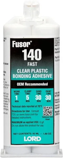 Fusor 140 Clear Plastic Structural Installation Adhesive (Fast Set), 1.7 Oz.