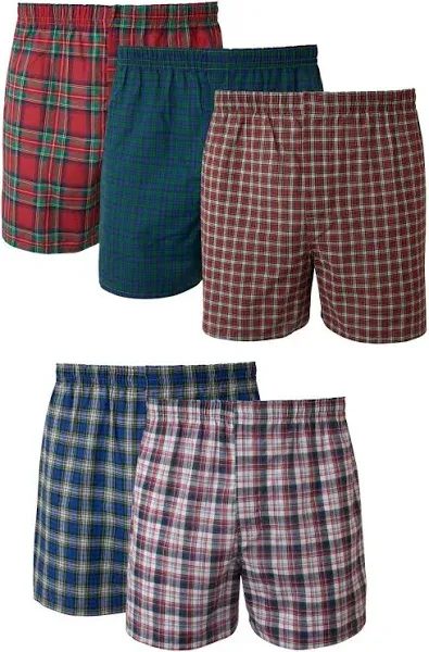 Hanes Men's Tartan Plaid Woven Boxer Shorts 5pk