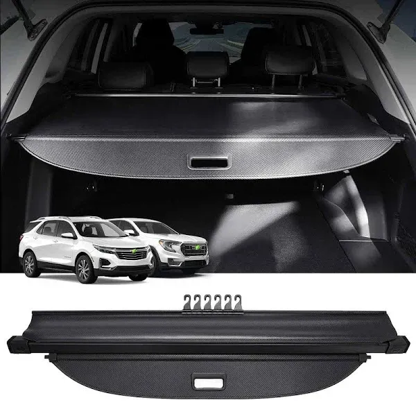 Powerty Cargo Cover for Chevy Chevrolet Equinox GMC Terrain 2025 2024 2023 2022 2021 2020 2019 2018 Accessories Retractable Trunk Cover All Weather Shielding Shade Cargo Luggage Cover Carbon Fiber