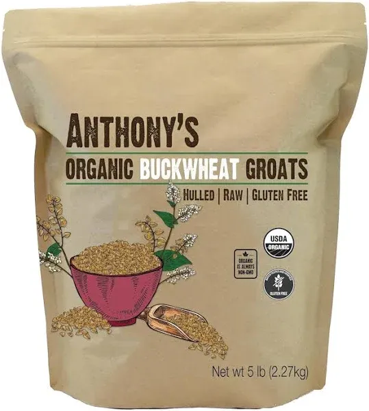 Anthony's Organic Hulled Buckwheat Groats, 5lb, Gluten Free, Non GMO