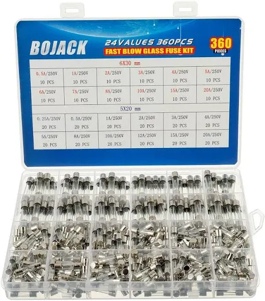 BOJACK Fast-Blow Glass Fuses Assortment Kit