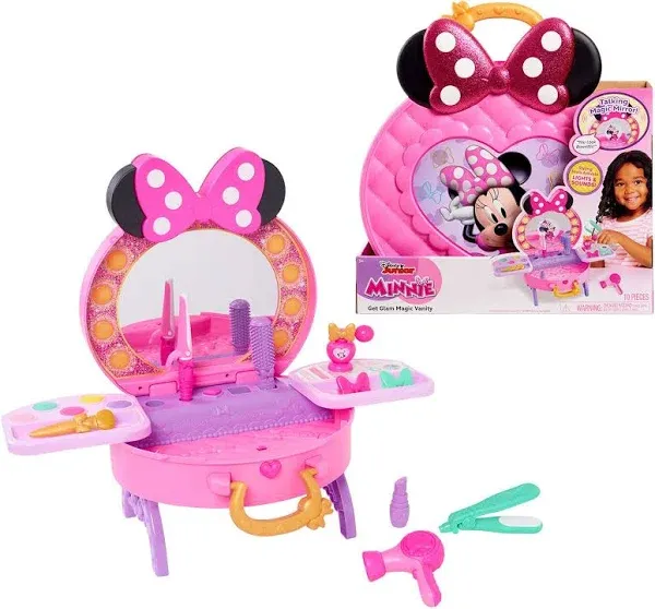 Just Play Minnie Mouse Get Glam Magic Vanity Role Play, Talking Mirror Barettes