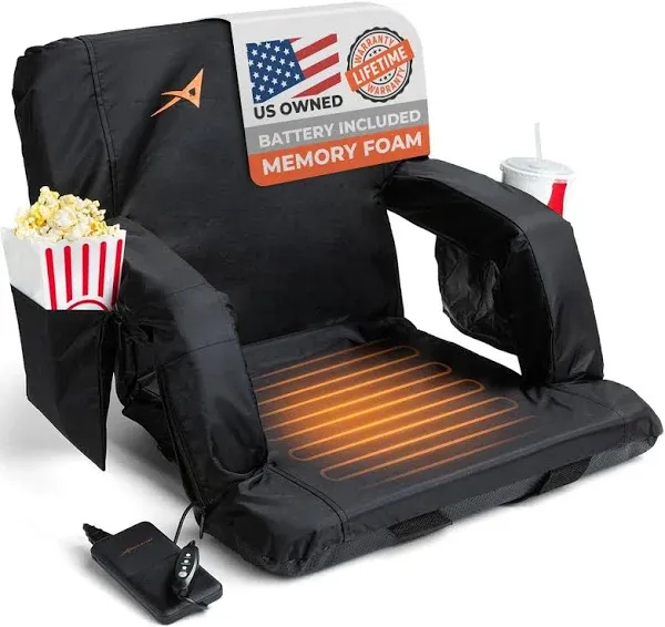 Heated Stadium Seats for Bleachers with Back Support – USB Battery Include