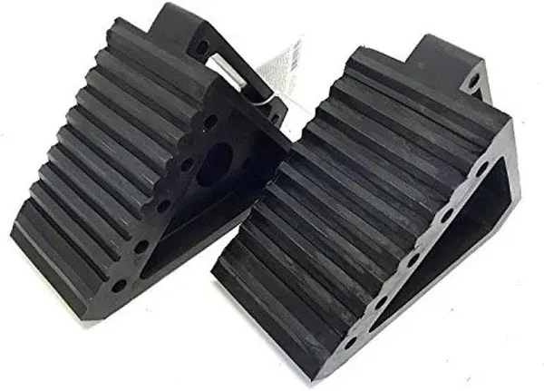 MAXXHAUL 70472 Solid Rubber Heavy Duty Black Wheel Chock 2-Pack, 8&#034; x 4&#034; x 6&#034;