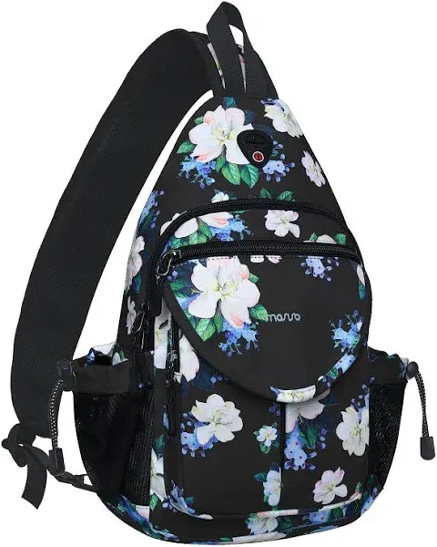 MOSISO Sling Backpack, Myrtle Flower Crossbody Travel Hiking Daypack Chest Bag with Anti-theft Pocket