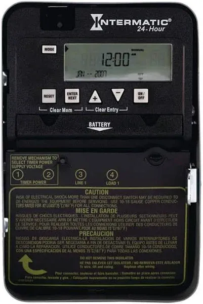 INTERMATIC ET1105C Electronic Timer,24 hr,SPST