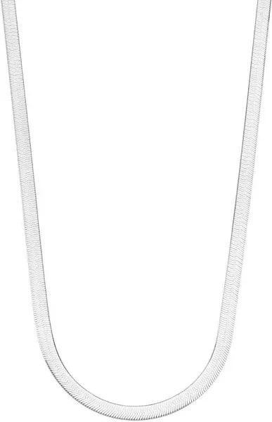 Miabella 925 Sterling Silver Italian Solid 4.5mm Flexible Flat Herringbone Chain Necklace Women, Made in Italy