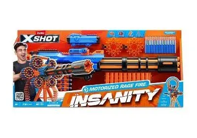 XSHOT Insanity Motorised Gatling Blaster with Tripod Stand and 72 Darts - Zuru