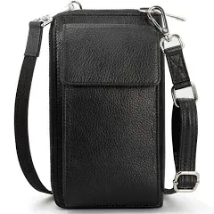 BULL GUARD Crossbody Leather Wallet Phone Purse, Anti Theft and RFID Blocking, Small Elegant Design for Travel