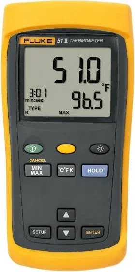 Fluke 51 II Thermocouple Thermometer Meter W/ Probe - NEW / SHIPS FAST