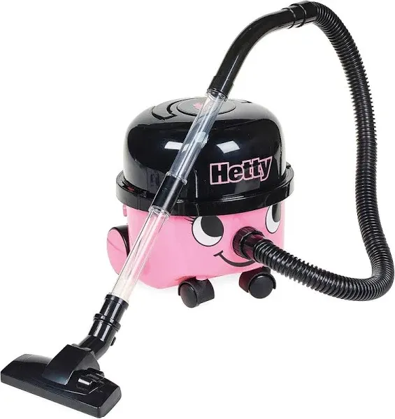 Casdon Henry & Hetty Toys - Hetty Vacuum Cleaner - Pink Vacuum Cleaning Toy with Real Function & Nozzle Accessories - Kids Cleaning Set - for Children Aged 3+