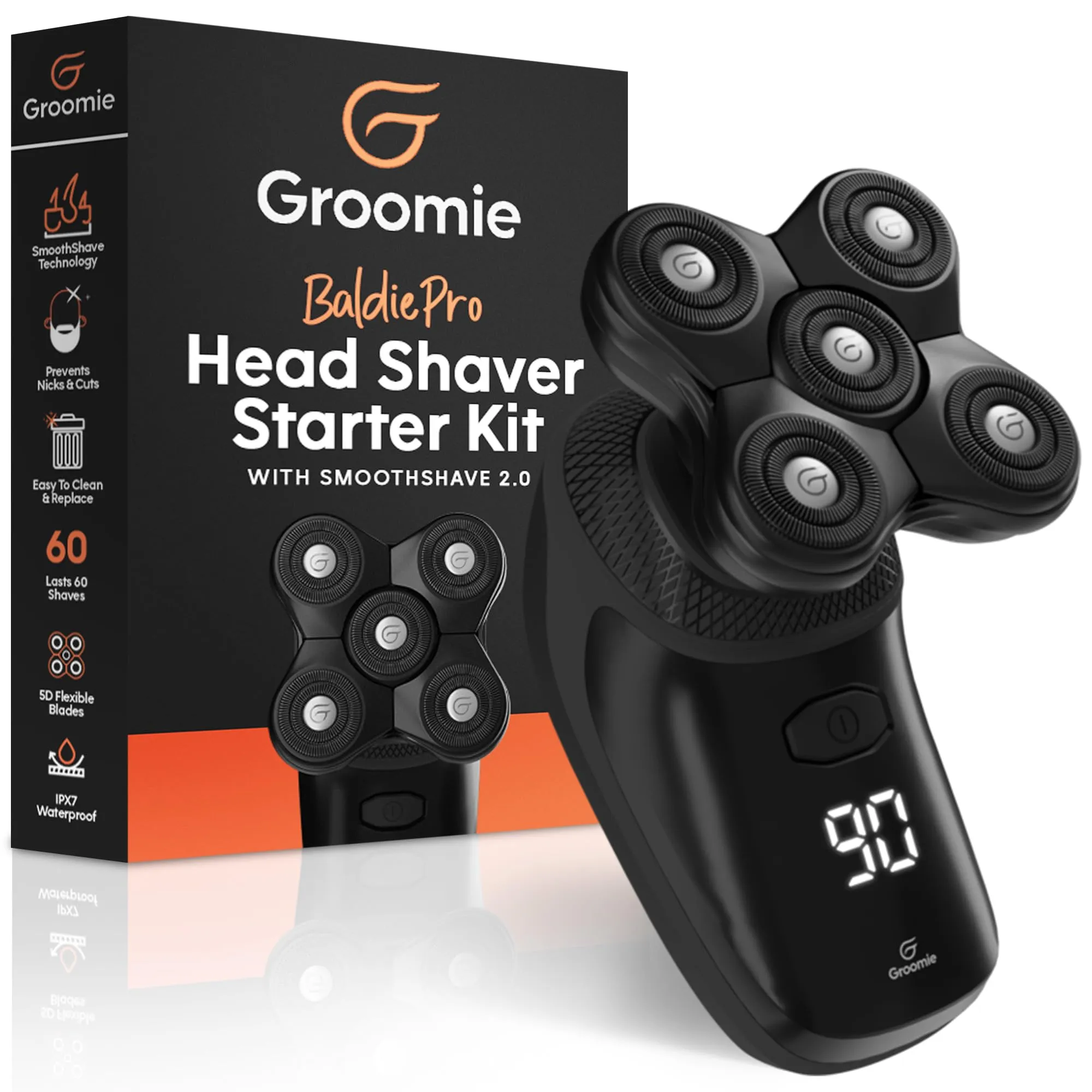 Groomie Cordless Bald Head Shavers for Men, BaldiePro Head Grooming Starter K...